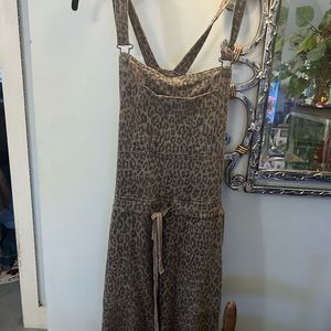 Leopard print soft overalls, jumpsuit